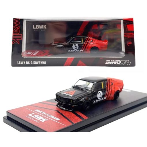 Inno64 1:64 LBWK Mazda RX3 Savanna Advan Livery Diecast Car IN64-LBWKRX3-02