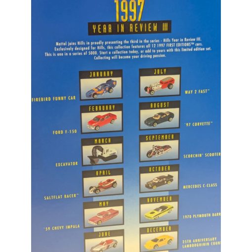  1997 Hot Wheels HILLS EXCLUSIVE YEAR IN REVIEW III Set Of 12